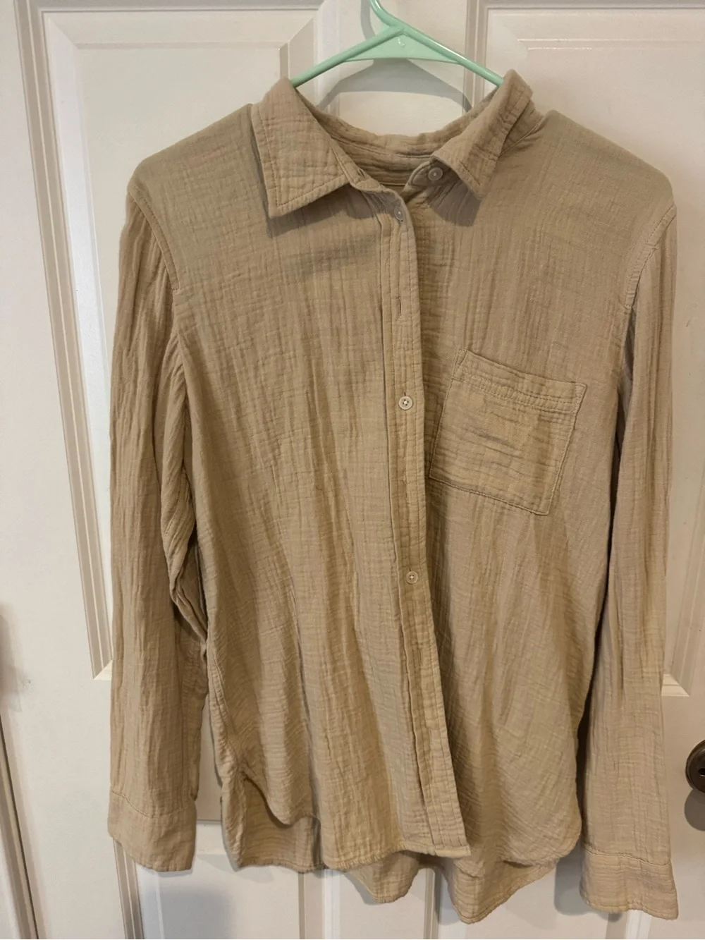 J. Crew Beige Lightweight Gauze Button-Up Shirt